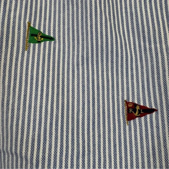 Ralph Lauren Blue Striped Polo with Embroidered Flags - Picture 6 of 9